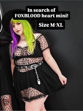 ISO FOXBLOOD Black Heart Mesh Mini Dress SIZE M-XL